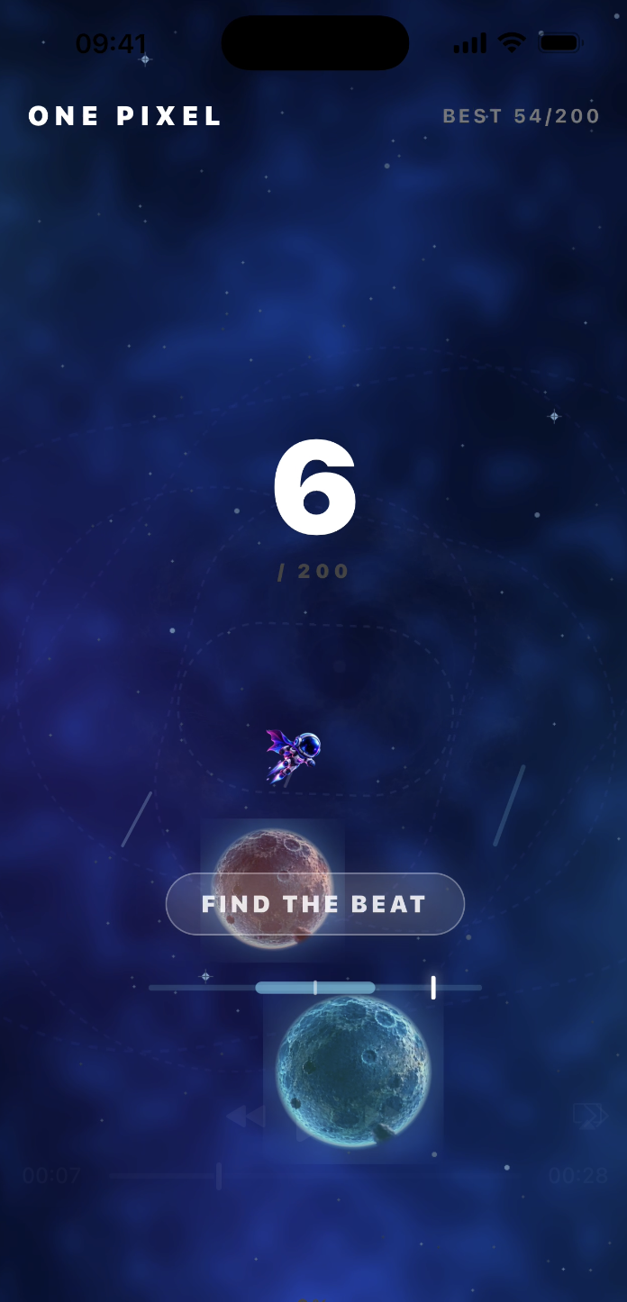 ONE PIXEL idle screen, before a run starts