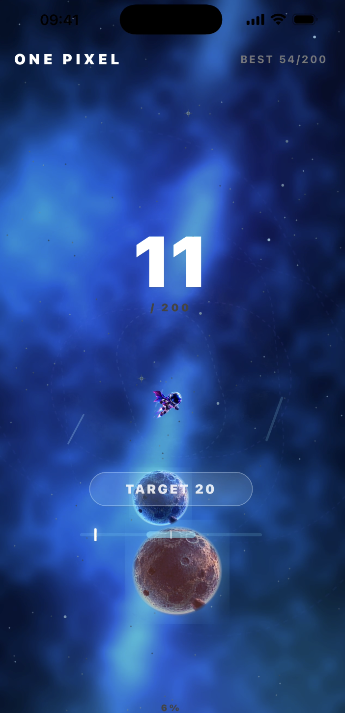 ONE PIXEL live run, score 11 of 200, target 20
